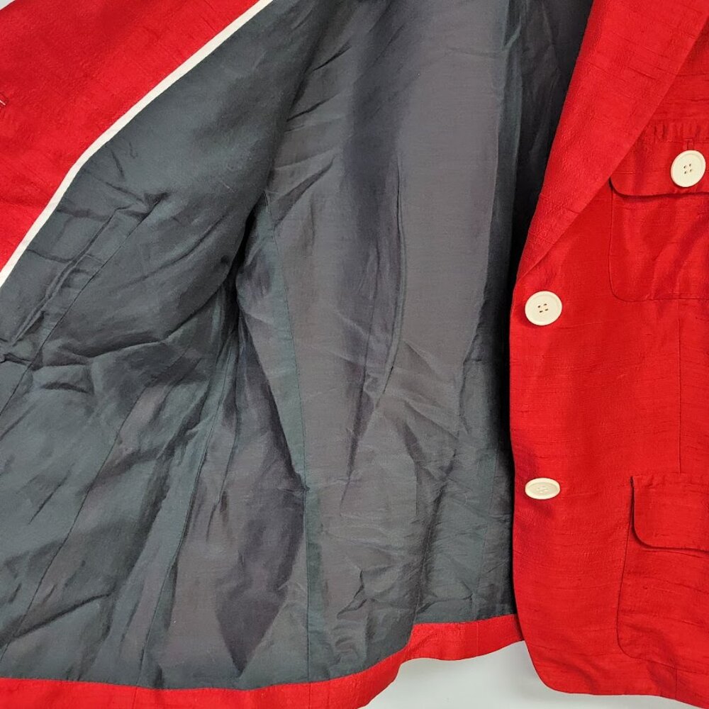 Lafayette 148 Womens Red 100% Silk Professional Blazer Jacket Sz 8 Luxury Career - Picture 3 of 12